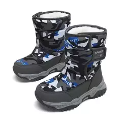 5-12 inverno quente pele botas de neve crianças sapatos peludos meninos menina