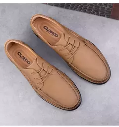 CLOHOO-Sapatos masculinos de couro, mocassins clássicos, costurados à mão, re