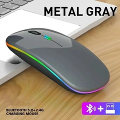 Mouse sem fio bluetooth portátil, carregamento luminoso, 2.4g, usb, tablet, tel - comprar online