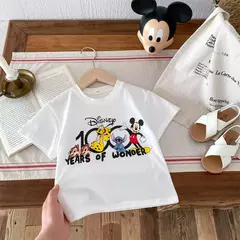 Imagem do Mickey impresso t-shirt para menino e menina, top de manga curta, design bonito