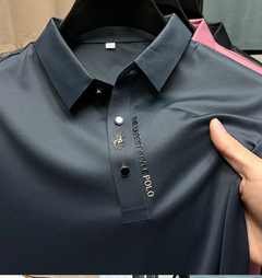 Polo monocromático de manga curta masculino, marca de alta qualidade, moda casu