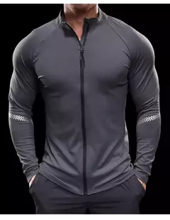 Imagem do Jaqueta esportiva de fitness masculina, calça casual, secagem rápida, manga co