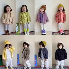 Jaqueta infantil de lã quente, casacos de inverno infantis, outerwear para meni na internet