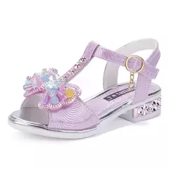 Sandálias de salto plano para meninas, vestido de princesa, sapatos adolescente - comprar online