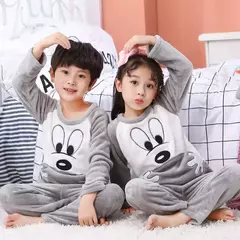 Pijama espesso de veludo infantil, conjunto de flanela para meninos e meninas, m