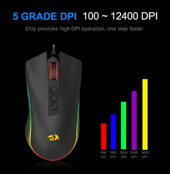 REDRAGON COBRA M711 RGB USB Wired Gaming Mouse 12400 DPI 9 Botões Ratos Program - comprar online