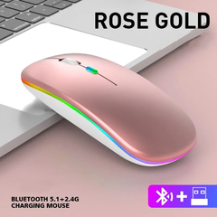 Mouse sem fio bluetooth portátil, carregamento luminoso, 2.4g, usb, tablet, tel - loja online