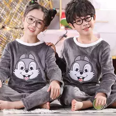 Pijama espesso de veludo infantil, conjunto de flanela para meninos e meninas, m - loja online