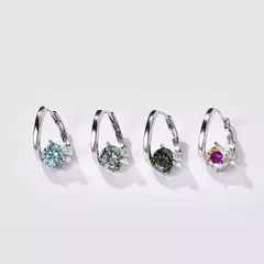 S925 Prata Moissanite Brincos para Mulheres, Pedra Multicolor, Charme Feminino, - comprar online