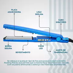 Cabelo profissional da prancha, pranchas azuis, 110V, 220V, 450 graus - loja online