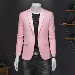 Blazer Casual de Negócios Masculino, Jaqueta Monocromática, Casacos Oversize,