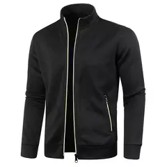 Imagem do Camisola de zíper gola virada para baixo masculina, Pullovers de gola, camisola