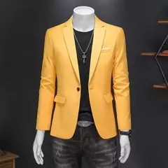 Blazer Casual de Negócios Masculino, Jaqueta Monocromática, Casacos Oversize, - comprar online