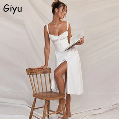 Giyu-vestido longo sexy para mulheres, casual com renda, sem encosto, festa band - loja online