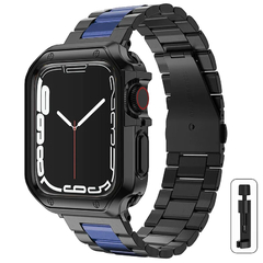 Banda de metal e capa TPU para Apple Watch, pulseira Ultra2, pulseira de aço in - Show Drop