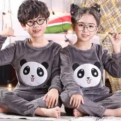 Imagem do Pijama espesso de veludo infantil, conjunto de flanela para meninos e meninas, m