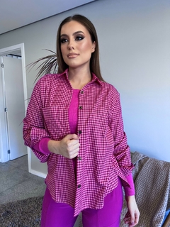 Camisa em flanela xadrez pink na internet