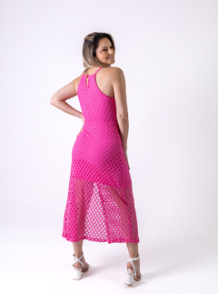 Vestido guipir em malha pink - Boutique Online Charm