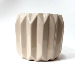 MACETA CERAMICA ESMALTADA MILAN BEIGE - comprar online