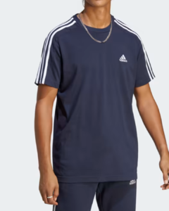 Camiseta Essentials Single Jersey 3 Stripes Azul Adidas - IC9335