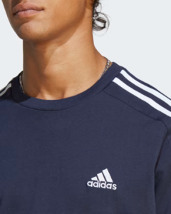 Imagem do Camiseta Essentials Single Jersey 3 Stripes Azul Adidas - IC9335