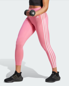 Calça Legging Adidas Essentials 3 Listras Rosa - HY4163