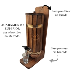 PINGOMETRO BARRIL RUSTICO MADEIRA PAREDE PARA CACHACA 1 LITRO + COPO + FUNIL - La Nacasa Utilidades