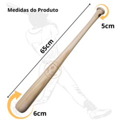 Taco de Baseball de Madeira de Pinus Natural sem Verniz, Comprimento 65cm, Empunhadura 2,6cm, Batedor 6cm Bastão de Bese - comprar online