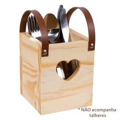 Organizador Porta Talher Facas Garfos E Colher Madeira Pinus - comprar online