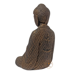 Escultura de Buda em Ouro Velho - Peça Decorativa para Meditação e Ambientes Zen 23,5cm - La Nacasa