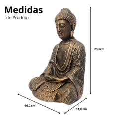 Escultura de Buda em Ouro Velho - Peça Decorativa para Meditação e Ambientes Zen 23,5cm - La Nacasa - La Nacasa Utilidades