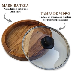 KIT GAMELA DE MADEIRA COM TAMPA + 3 CUMBUCA 13CM - comprar online