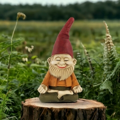 Duende Gnomo Zen Meditando Posição Lotus Estatueta Decorativa em Resina Yoga Anão de Jardim Sentado Transmite Paz Interi - loja online