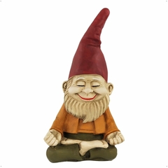 Duende Gnomo Zen Meditando Posição Lotus Estatueta Decorativa em Resina Yoga Anão de Jardim Sentado Transmite Paz Interi