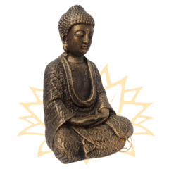 Escultura de Buda em Ouro Velho - Peça Decorativa para Meditação e Ambientes Zen 23,5cm - La Nacasa - loja online