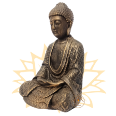 Escultura de Buda em Ouro Velho - Peça Decorativa para Meditação e Ambientes Zen 23,5cm - La Nacasa na internet