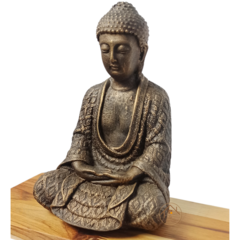 Escultura de Buda em Ouro Velho - Peça Decorativa para Meditação e Ambientes Zen 23,5cm - La Nacasa - comprar online