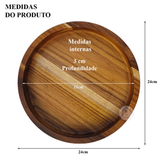 CONJUNTO 2 GAMELAS DE MADEIRA 25CM E 1 CUMBUCA REDONDA 13CM - comprar online