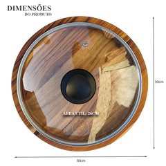 Gamela de Madeira Teca com Tampa de Vidro Temperado 30cm na internet