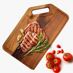 Tabua para Churrasco Madeira Teca Pegador Multiuso 32x20cm