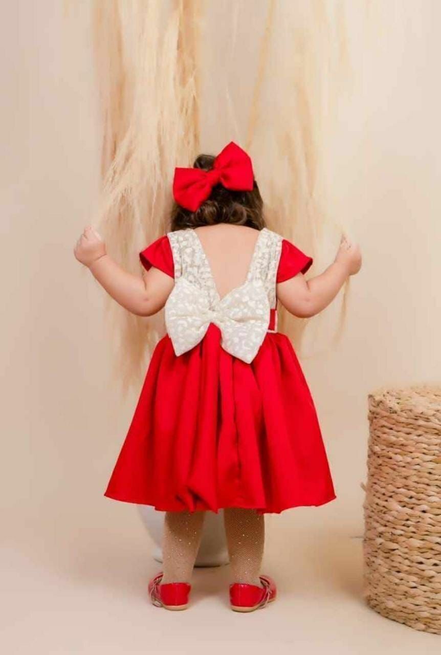 Vestido vermelho luxo fashion infantil