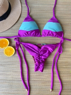 Bikini Cortininha Roxo/Tiffany - comprar online