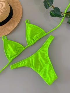 Bikini Simples Canelado Verde Neon - comprar online