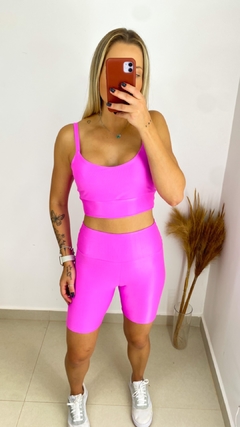 Conjunto MiniCanelado Short Biker Pink - Borane store