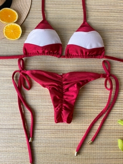 Bikini Cortininha Bordô/Off - comprar online