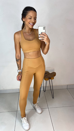 Conj Calça basic com bolso Bege - comprar online