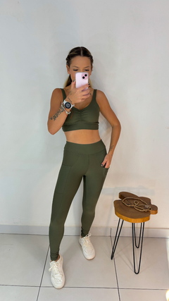 Imagem do Conjunto comfort Calça bolso Verde militar