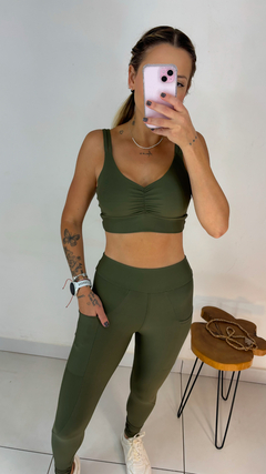 Conjunto comfort Calça bolso Verde militar