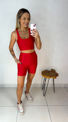 Conjunto Manu MiniCanelado Vermelho - Borane store