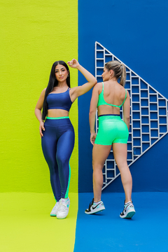 AZUL MARINHO com VERDE - Conjunto Legging